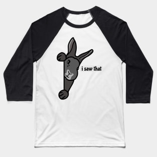 Funny and Mischievous Grey Black Flemish Giant Baby Bunny Saw That Baseball T-Shirt